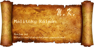Malitsky Kálmán névjegykártya